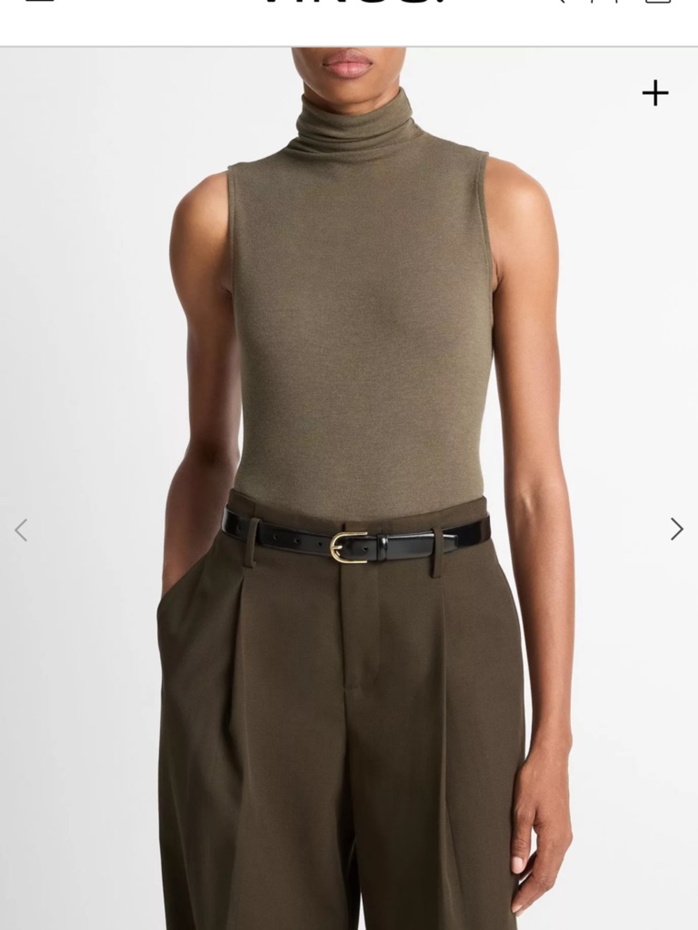 Vince Sleeveless Turtleneck in Heather Cypress